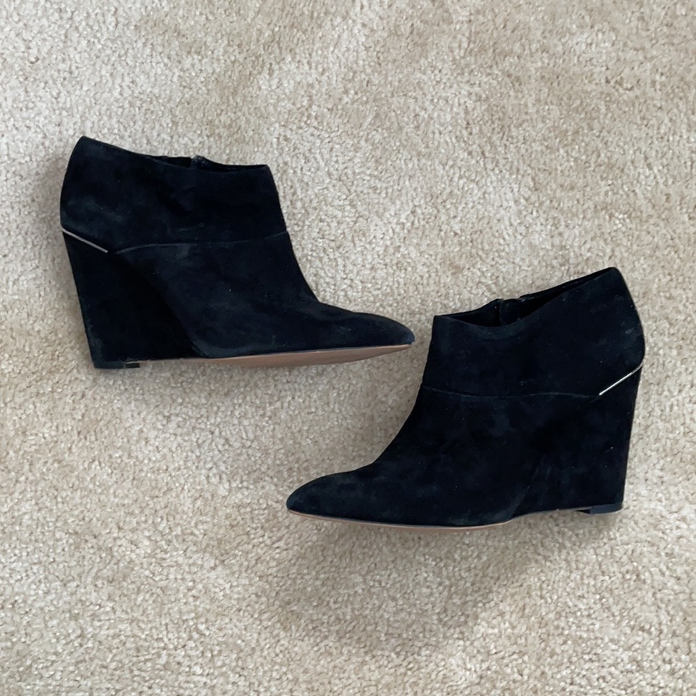 Coach suede booties with wedge heel